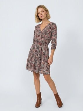 LUSH Floral Wrap Dress 3/4 sleeve